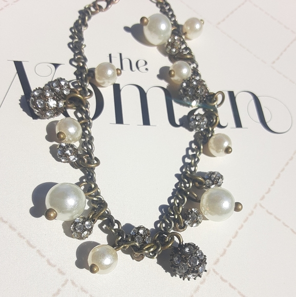 Retro Pave & Pearl Charm Bracelet A&F Retired - Picture 3 of 4